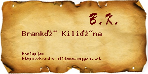 Brankó Kiliána névjegykártya